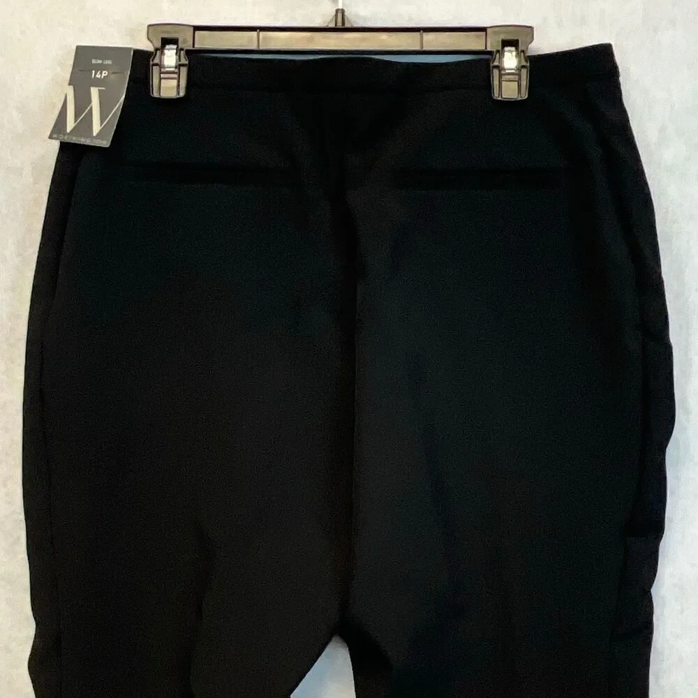 WORTHINGTON Women’s Slim Leg Pants 14P Black Stretch Zip Pockets NWT‎ Stretch